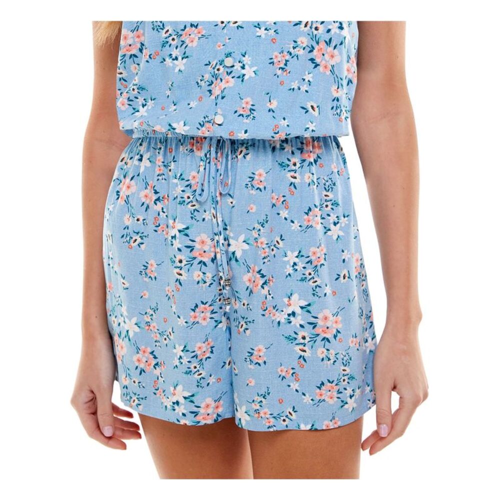 KINGSTON GREY Womens Tie Drawstring Waist Spaghetti Strap Scoop Neck Romper - Picture 3 of 4